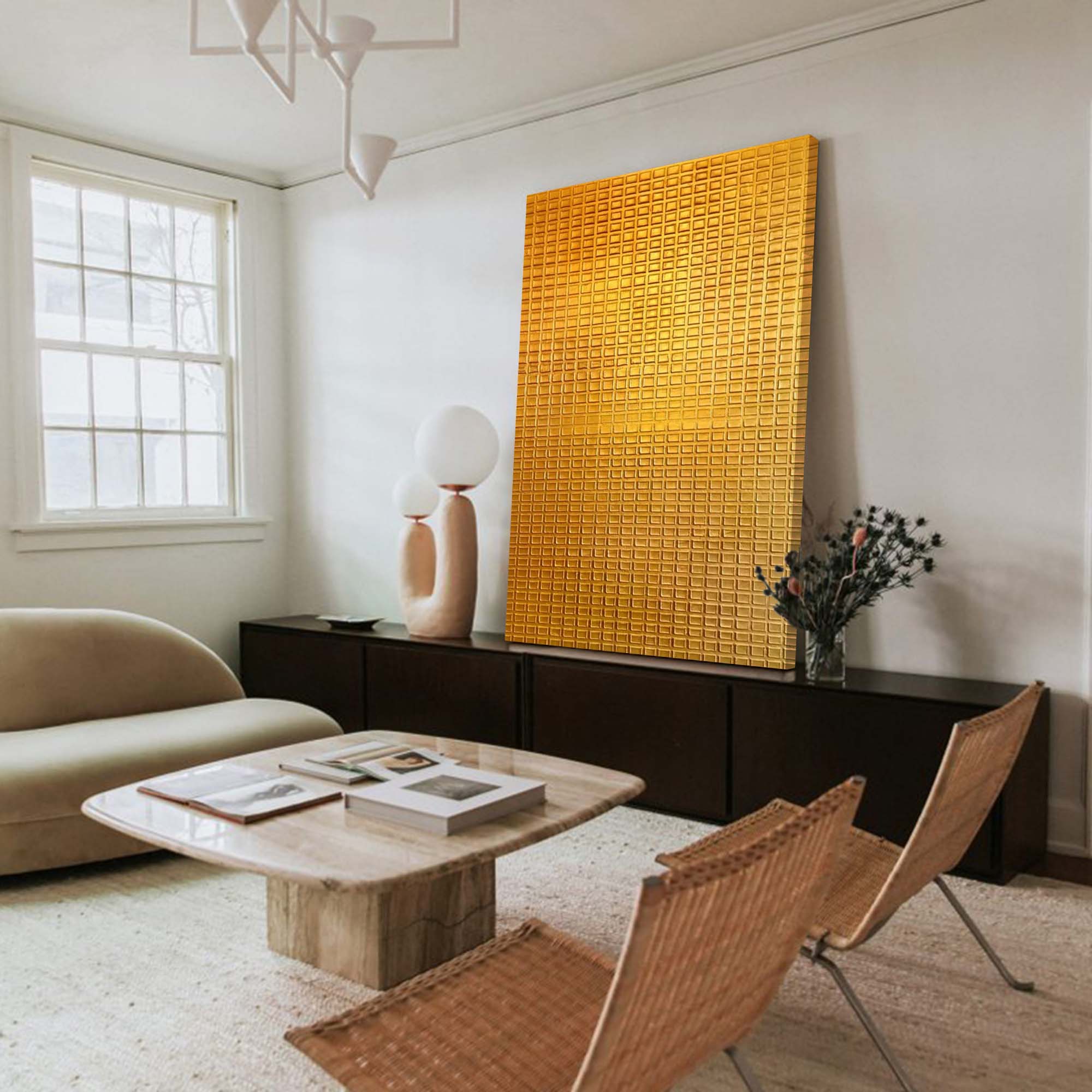 Golden Geometric Textured Artwork