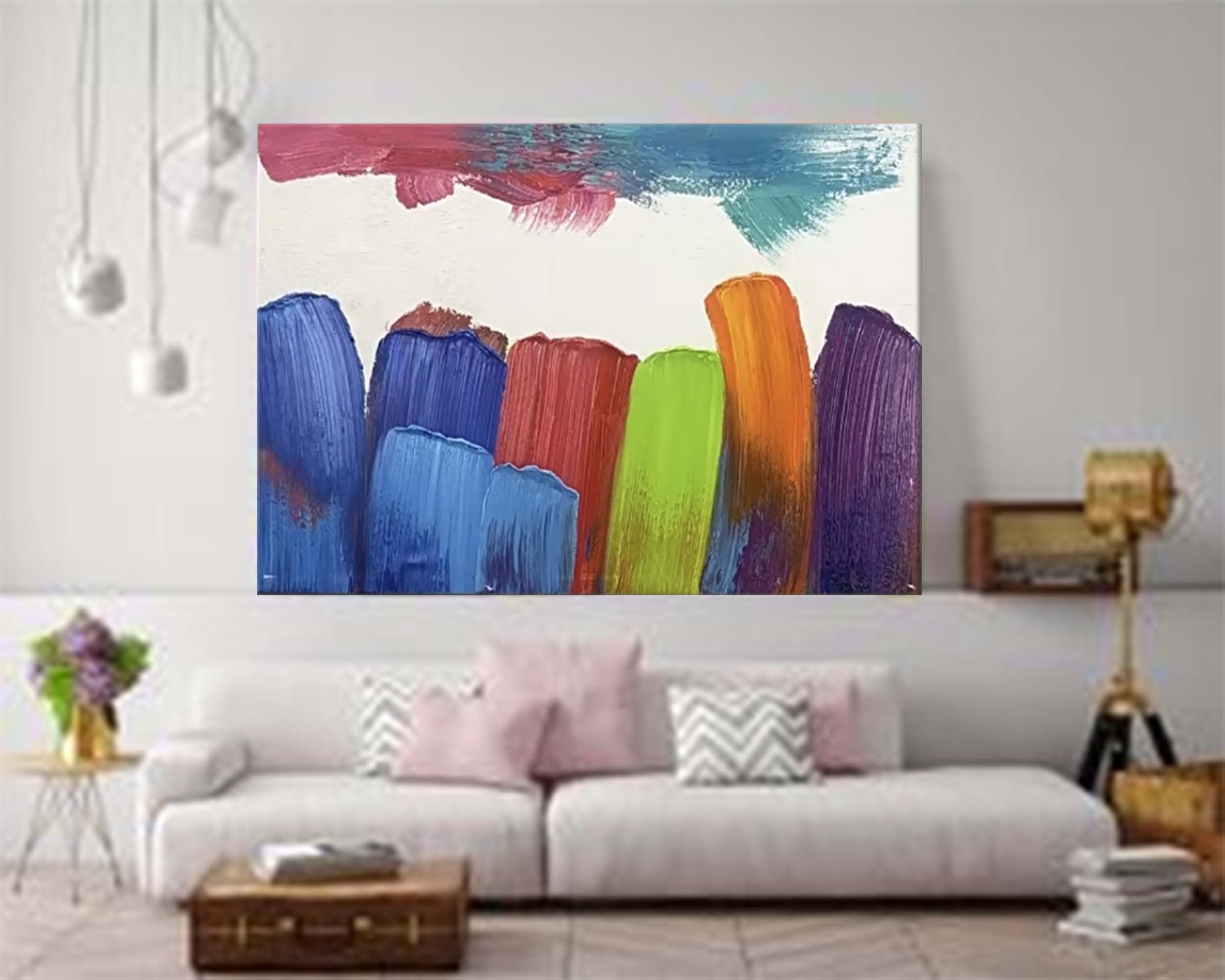 Bold Color Strokes Abstract Canvas Art