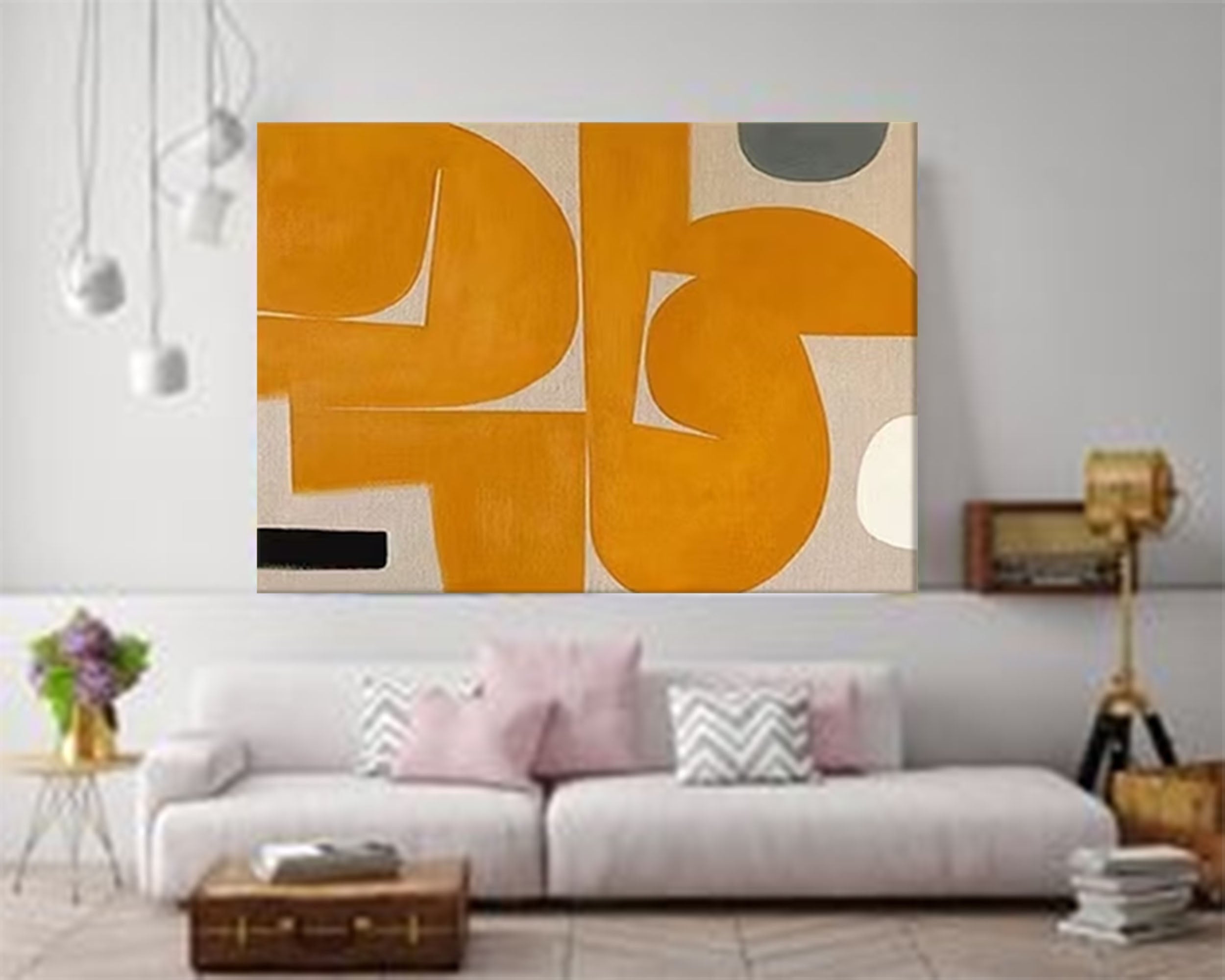 Golden Curves: Mid-Century Abstract Harmony