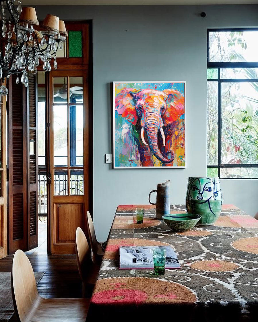 Rainbow Elephant in Bold Hues