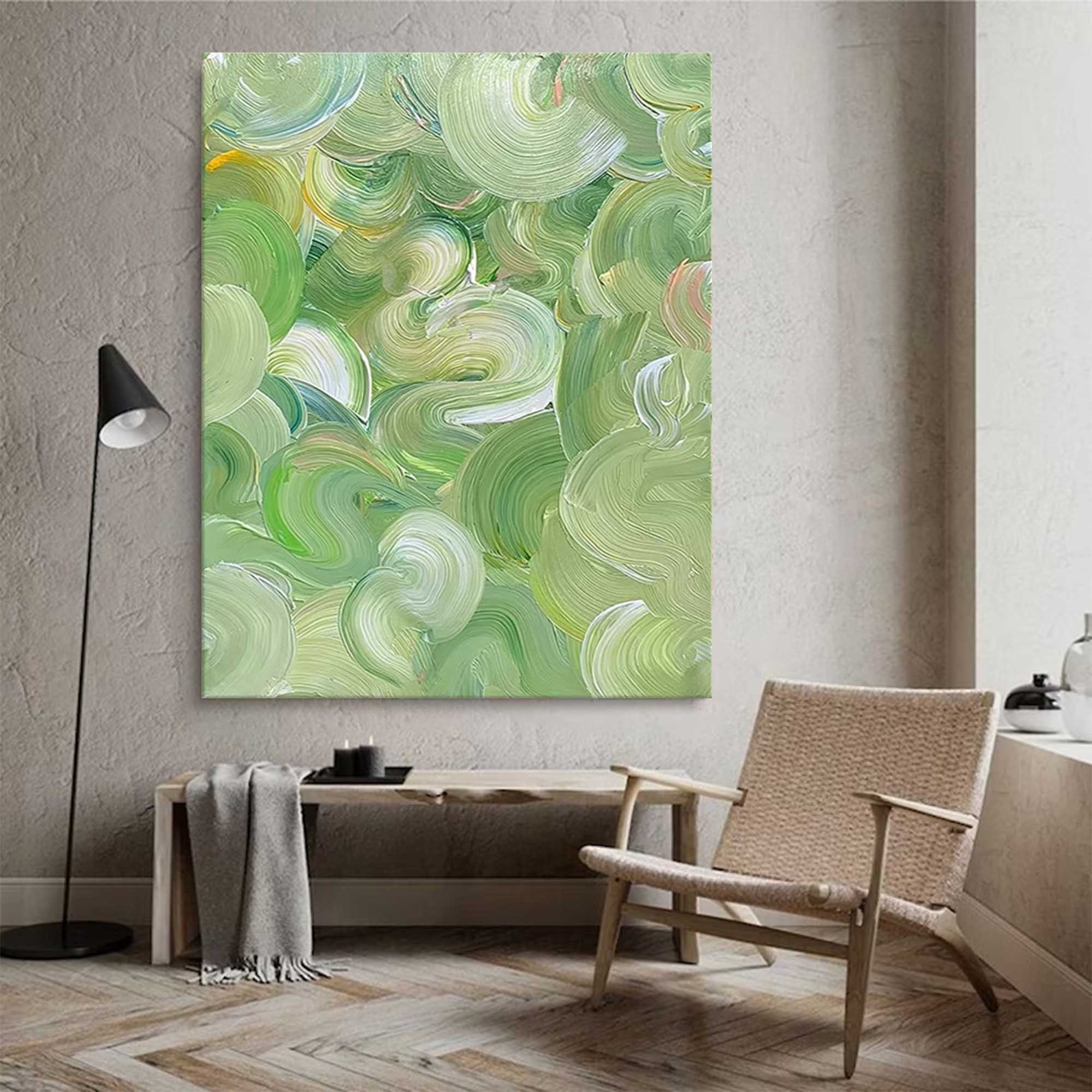 Swirling Green Abstract Canvas Art