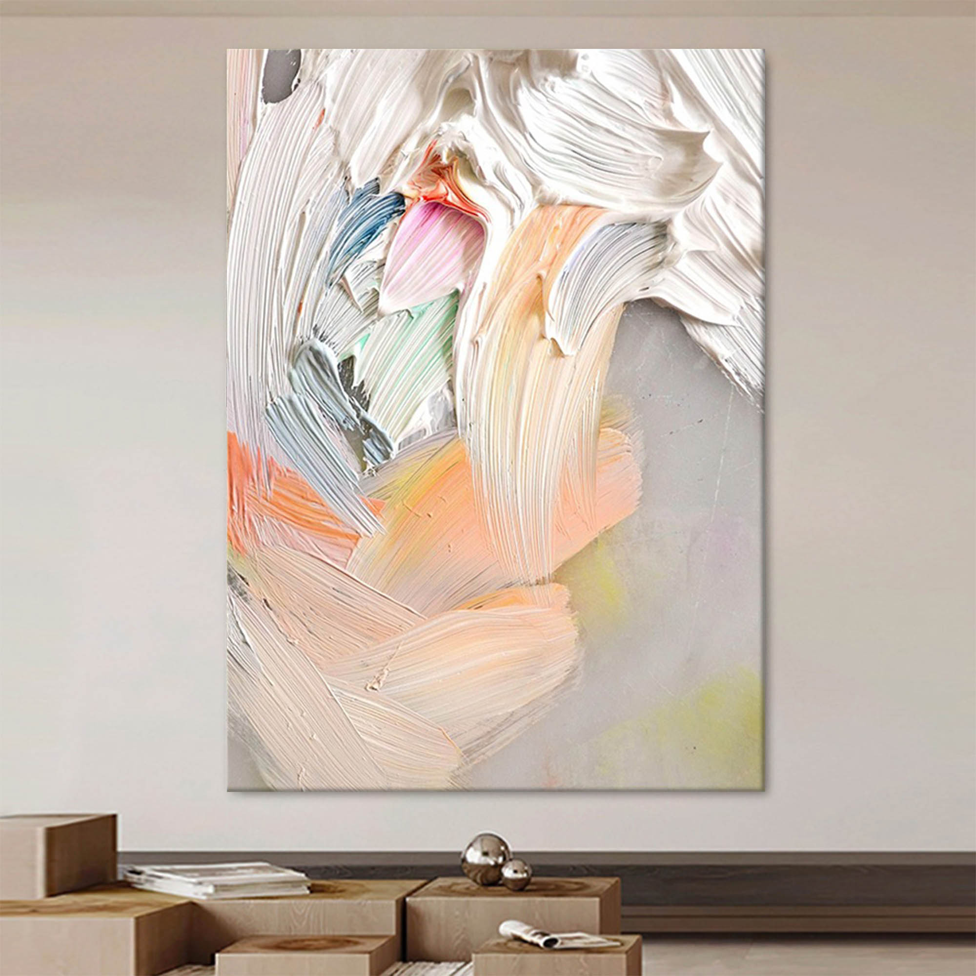 Textured Pastel Palette Knife Abstract Art