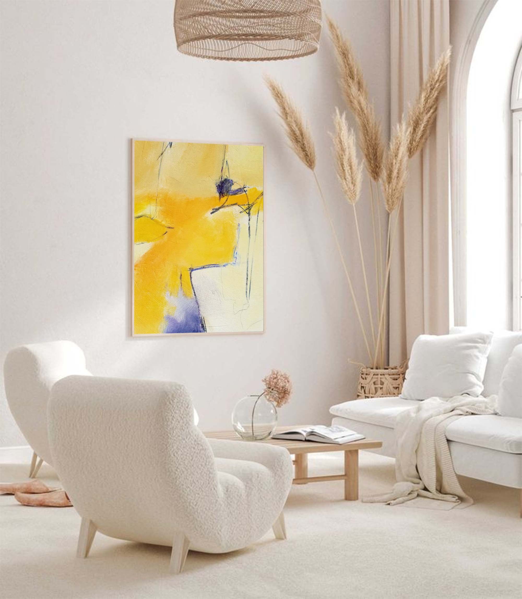 Golden Glow Abstract Canvas Art