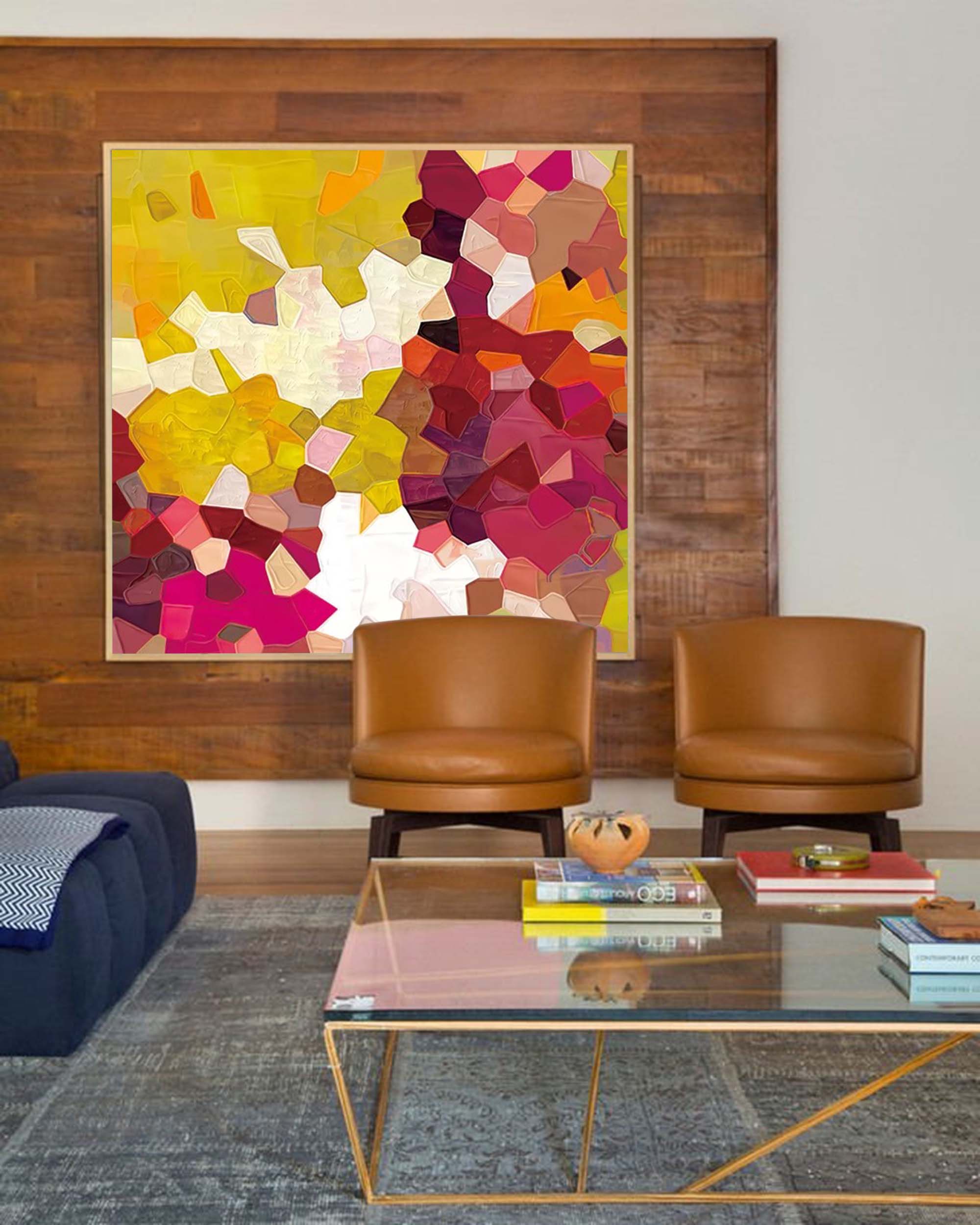 Warm Geometry Textured Abstract Art