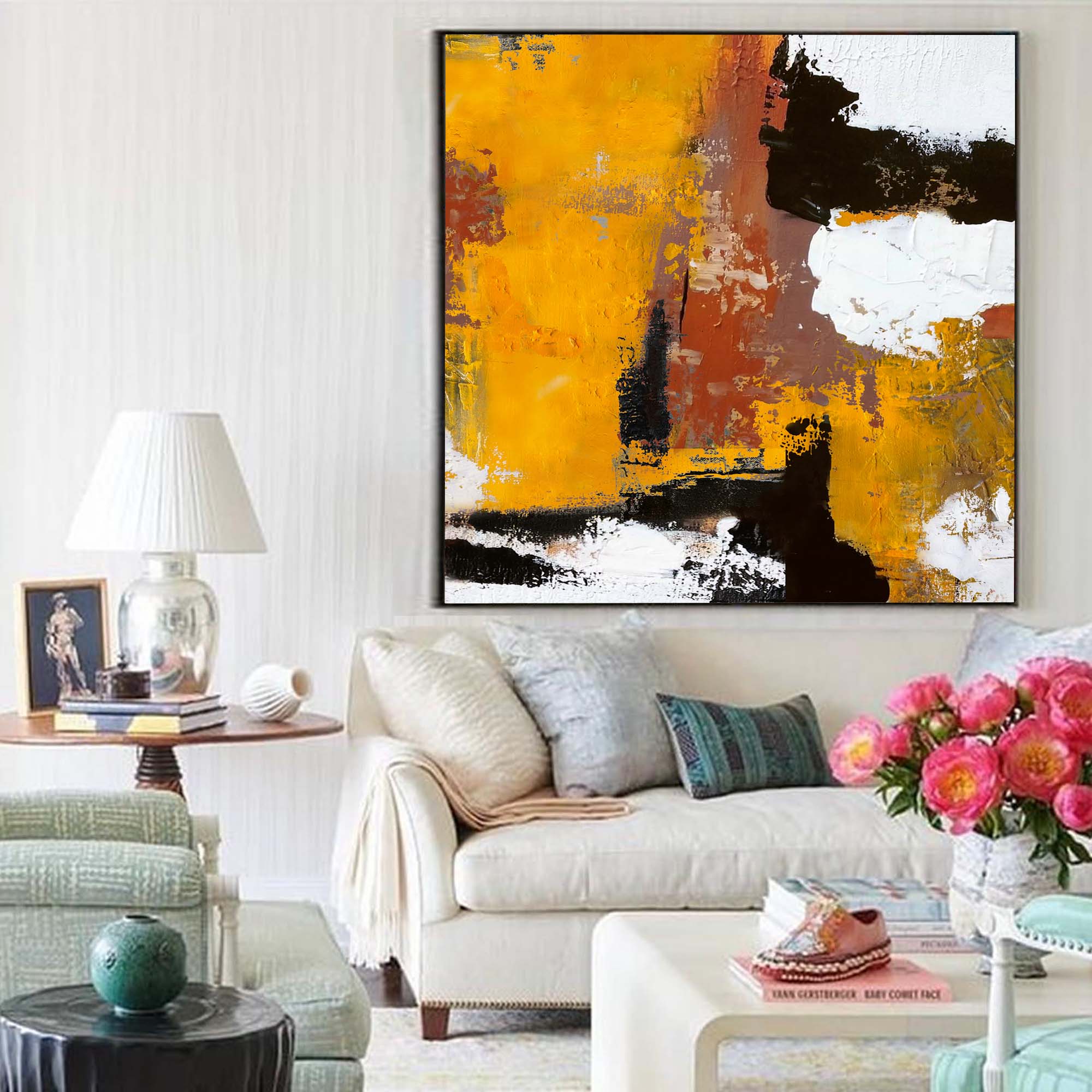 Textured Amber Abstract Wall Art