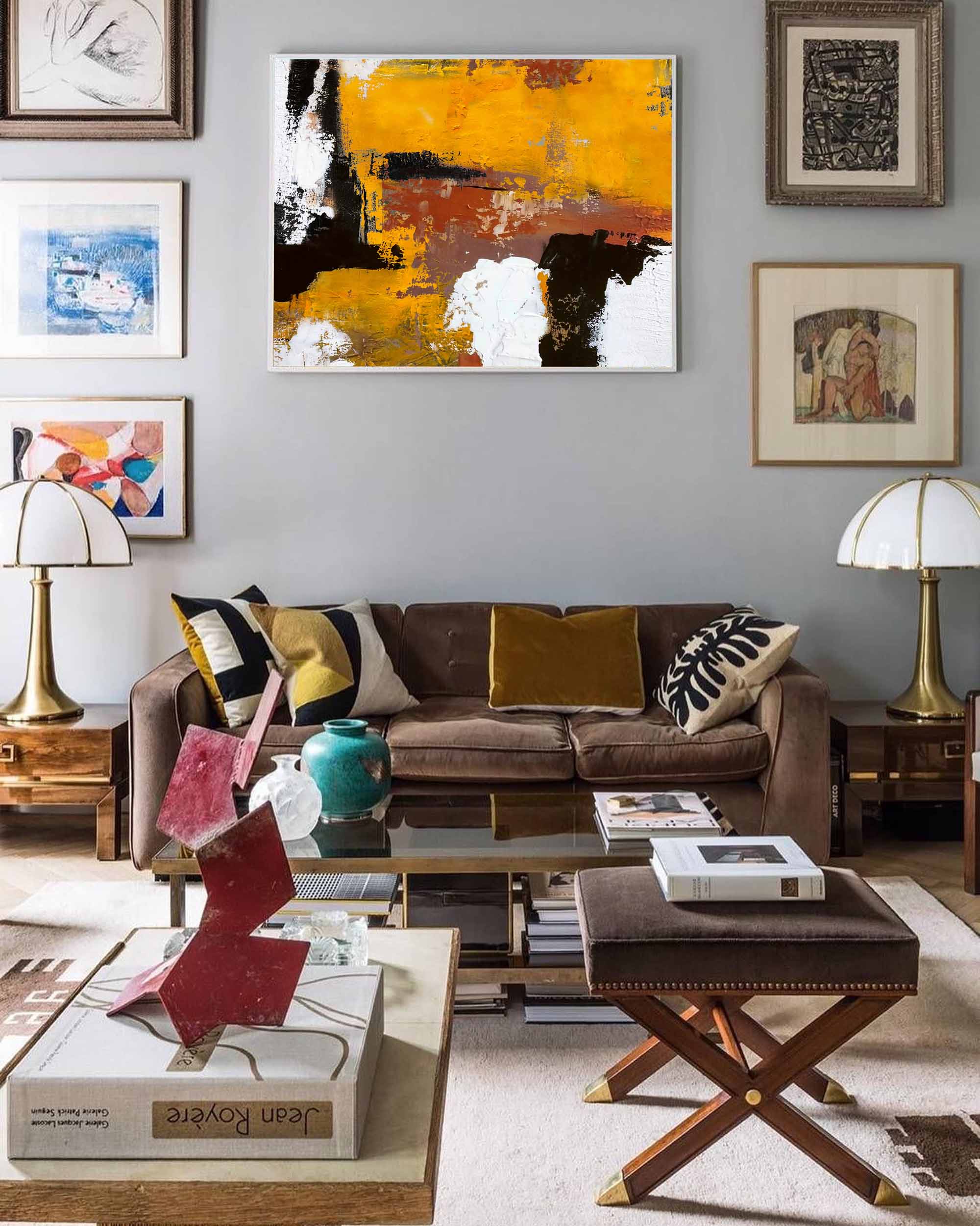 Golden Hues Abstract Wall Art