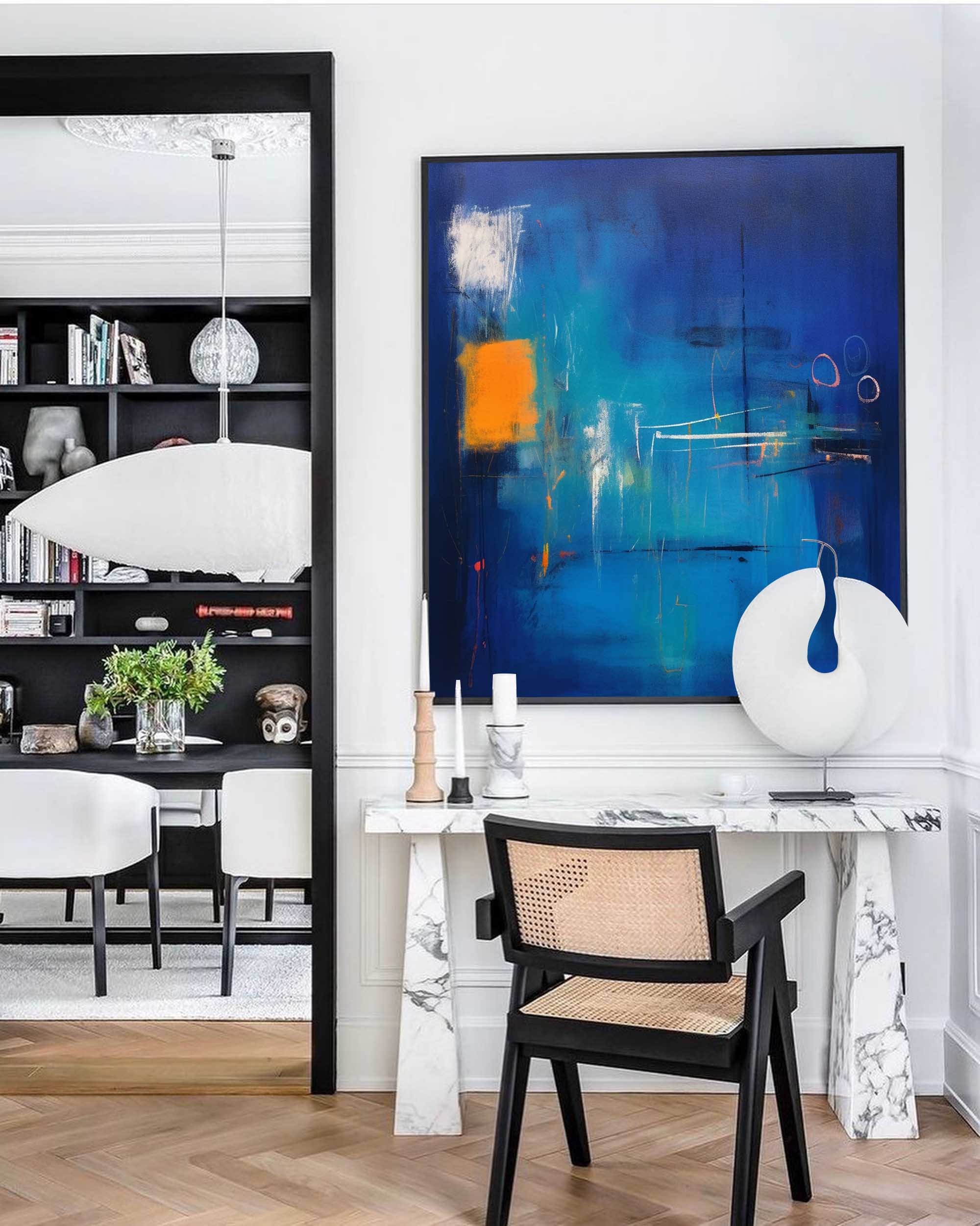 Electric Blue Abstract Horizon Art