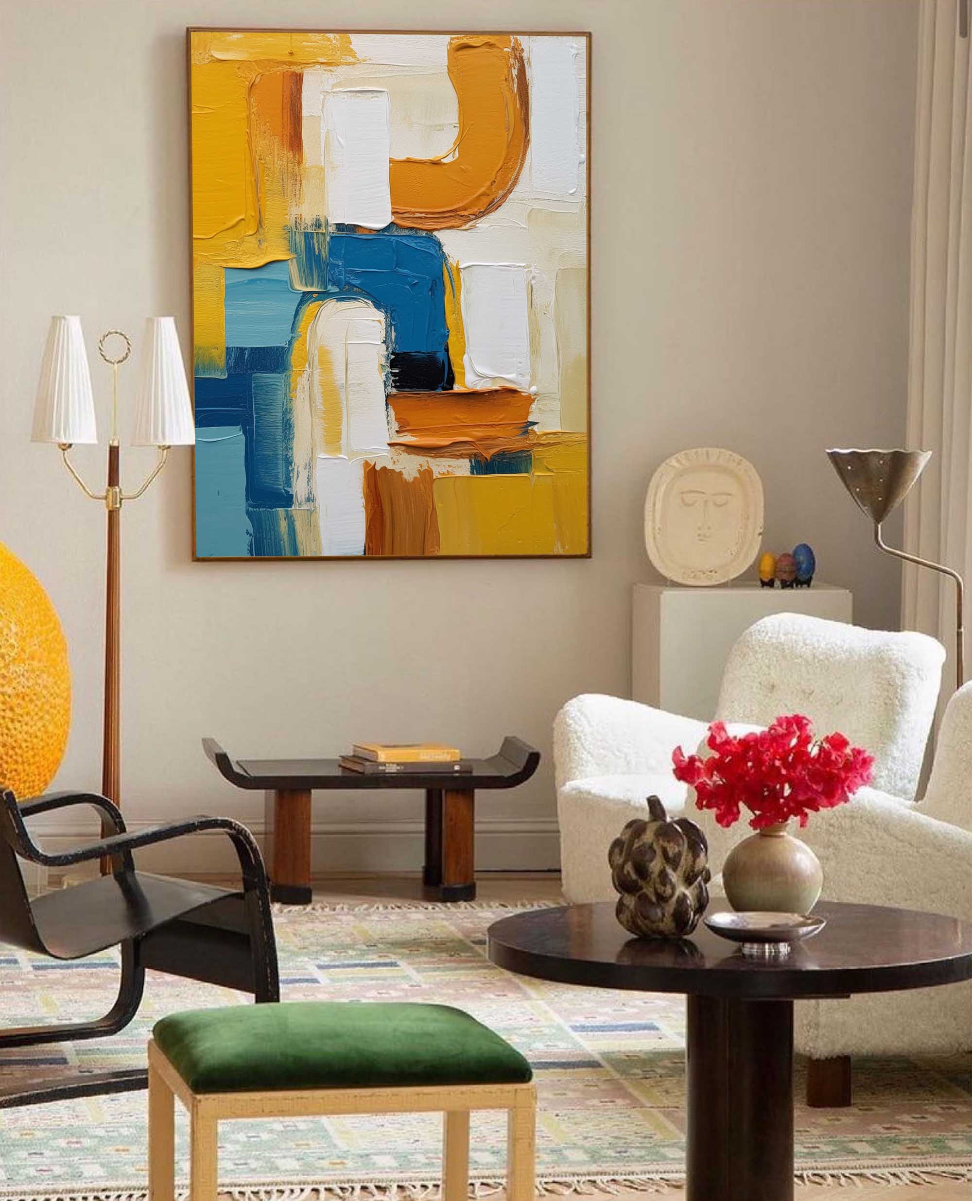 Curved Paths in Blue and Amber