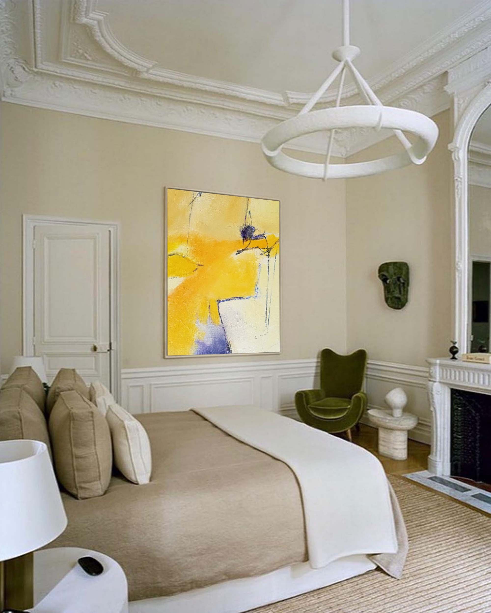 Golden Glow Abstract Canvas Art