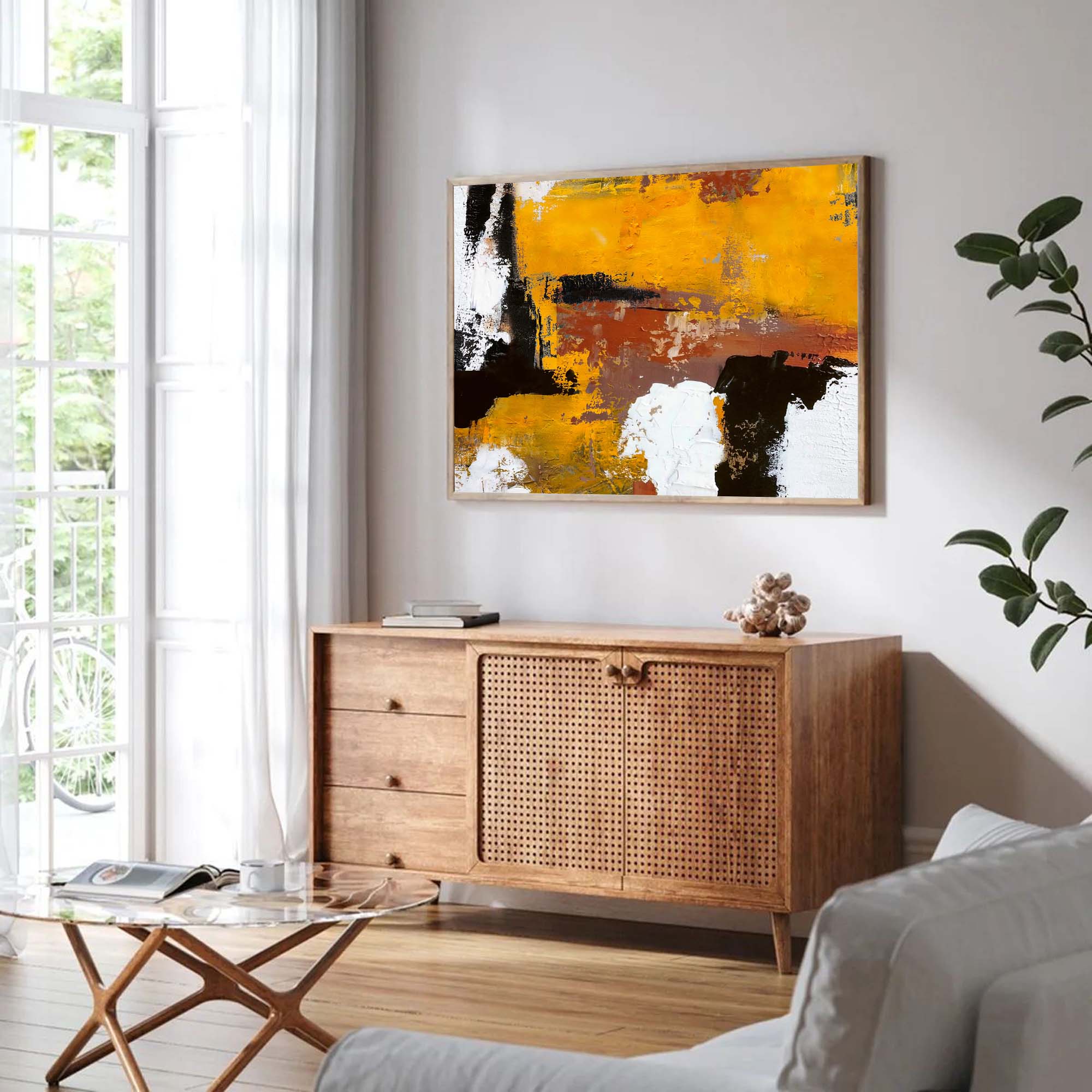 Golden Hues Abstract Wall Art