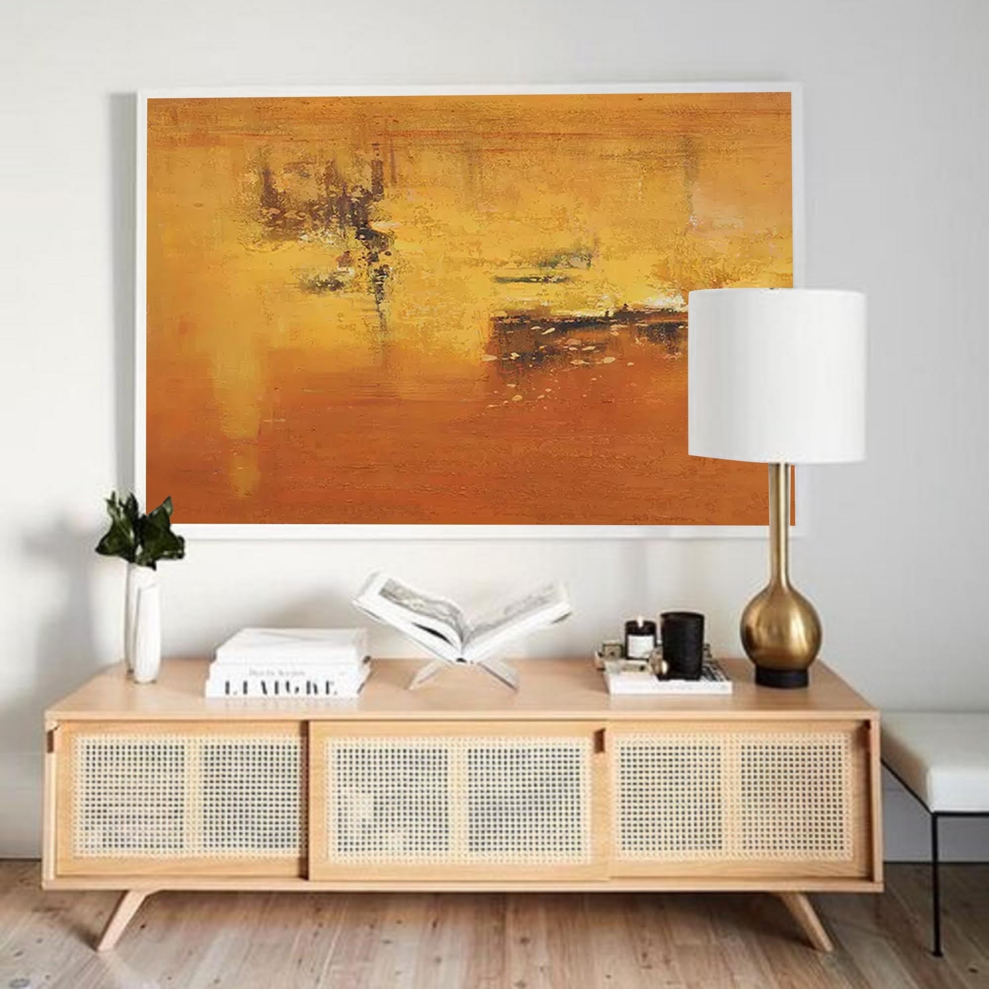 Golden Abstract Sunset Canvas Art