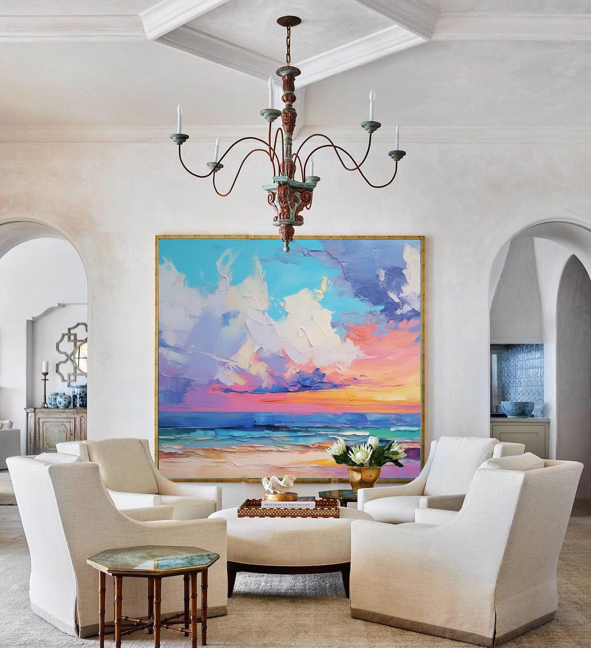 Pastel Sunset Over Calm Waves